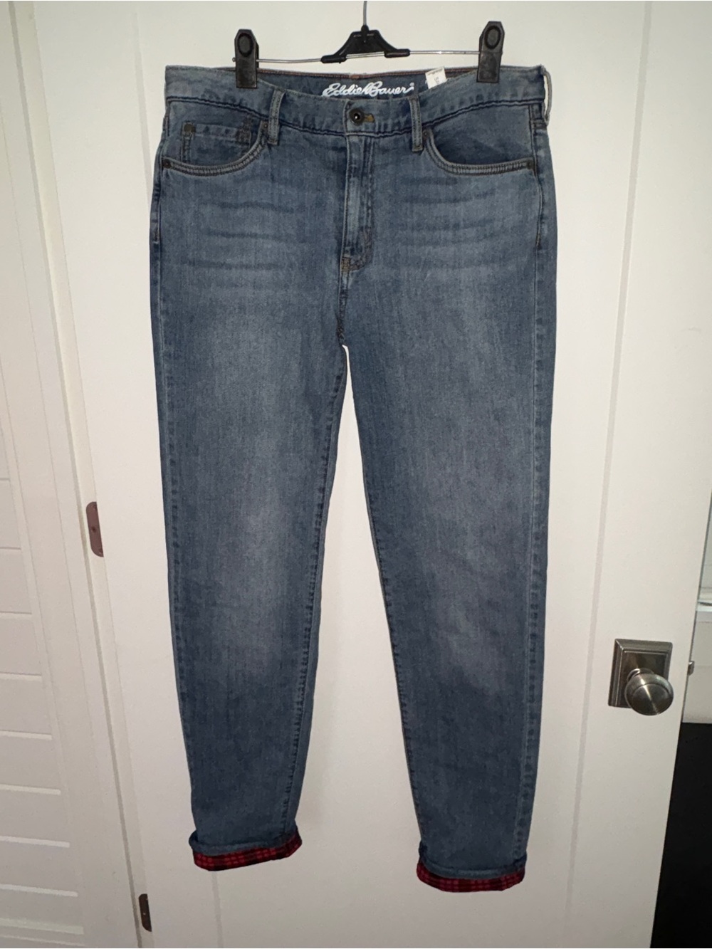 NWOT Eddie Bauer relaxed boyfriend flannel lined jeans sz T6